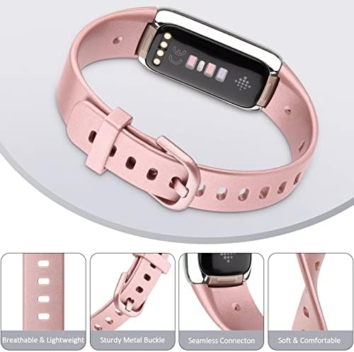 4 Пакет Бендови Компатибилен со Fitbit Luxe Бендови, Меки Силиконски Wristband Рака Замена за Fitbit Luxe Smart Watch Жени Мажи