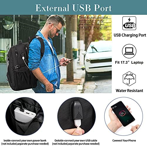 Екстра Голем Ранец за Мажи 50L,17inch Туристички Ранец со Полнење преку USB Порт,TSA Голема Бизнис Анти Кражба Издржливи