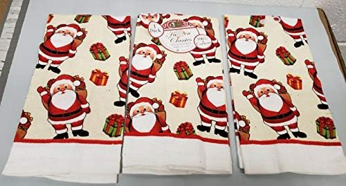 Зголемување НА Сет од 3 Печатени Velour Кујнски Крпи (15x25) Зима Дедо & Подароци