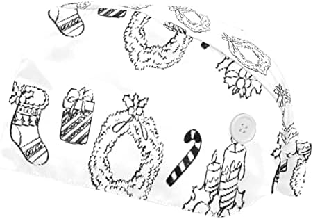 DEYYA 2 Пакети Прилагодливи Работи Капа со Копчето Sweatband за медицински Сестри Жените конска опашка Шапка Божиќ Решетки