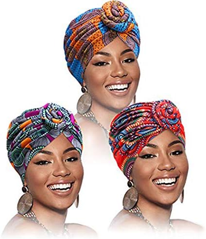 GORTIN Африкански Turban Пред-Врзани Главата Обвива Индија Шапка Hairwrap Еластична Цвет Јазол Beanie Хаубата Капа Headbands Шамија за Жени и Девојки Пакување од 3