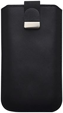 Sony Xperia Z1 Компактен Кожа Случај Мека Корица Црна Ракав Торбичка Наредени Поместена во Внатрешноста Повлечете ја Врвката